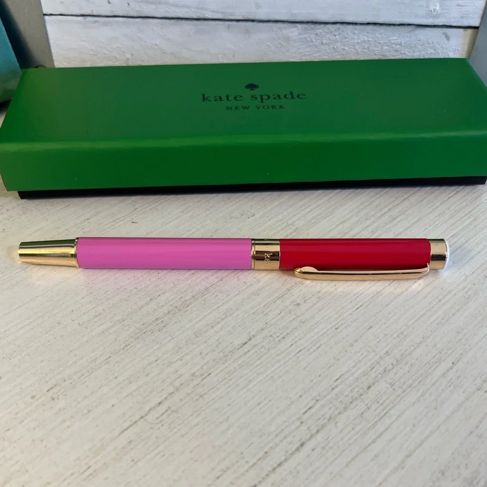 Kate Spade Red & Pink Color-block  Ballpoint Pen in Gift Box NWT